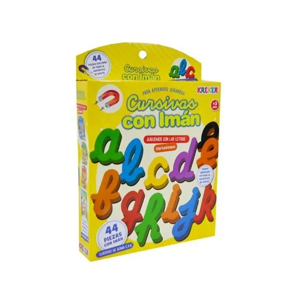 Letras de goma eva con imán cursiva 3.5 cm caja x44 unidades Kreker