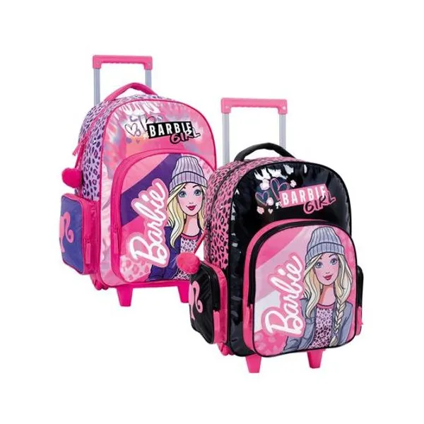 Mochila 17" con carro Barbie animal print x unidad colores surtidos wabro
