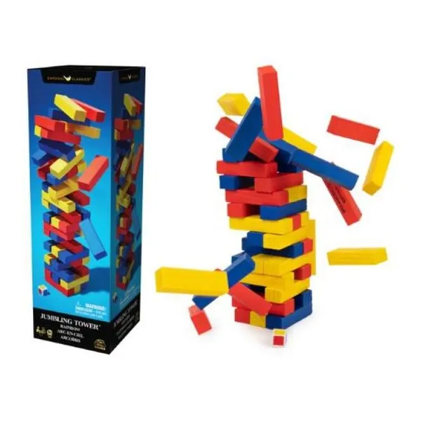 Spin master torre de equilibrio de madera arco iris