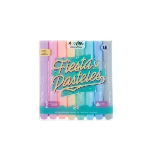 Resaltador Mooving pastel x8 unid.