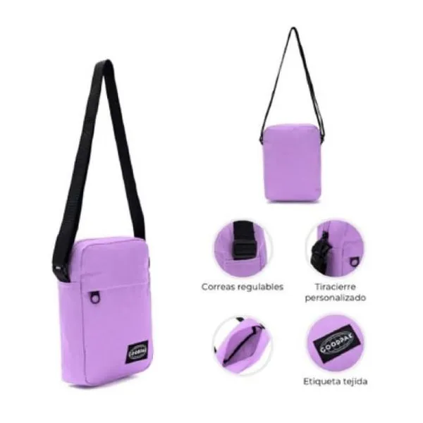 Morral goodpak bolsillo delantero lila h21 x w16 x5.5 cm