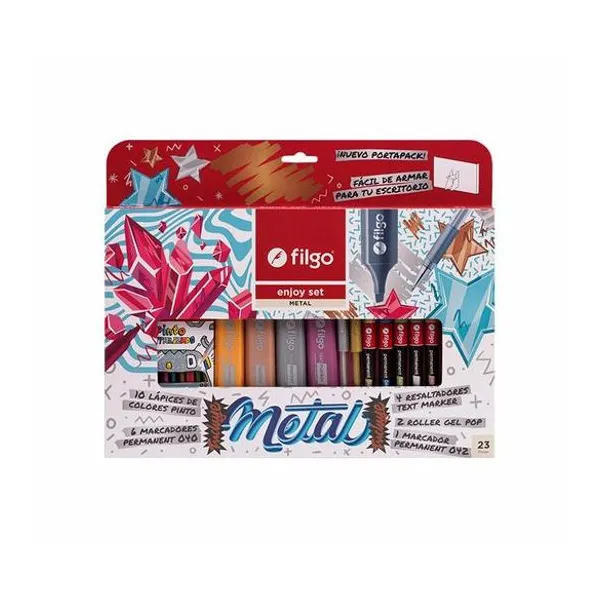Set de escritura enjoy metálico caja x24 piezas Filgo -