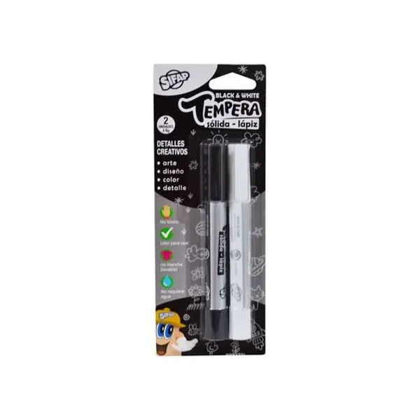 Témpera solida lápiz blanco y negro 6 g blister x2 unidades Sifap