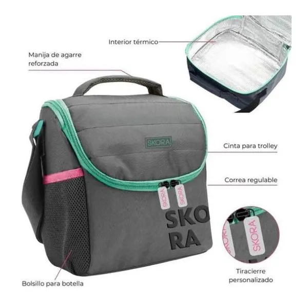 Lunchera 2 pisos con correa think happy cromatico 23.5x14.5x12 cm