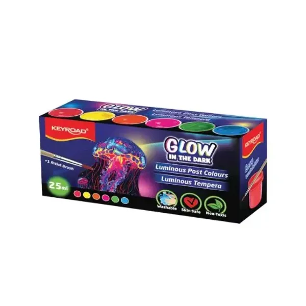 Témpera Keyroad brilla en la oscuridad pote 25 mlx 6 unid.