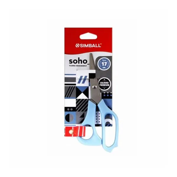 Tijera de acero soho azul 17 cm blister x unidad Simball
