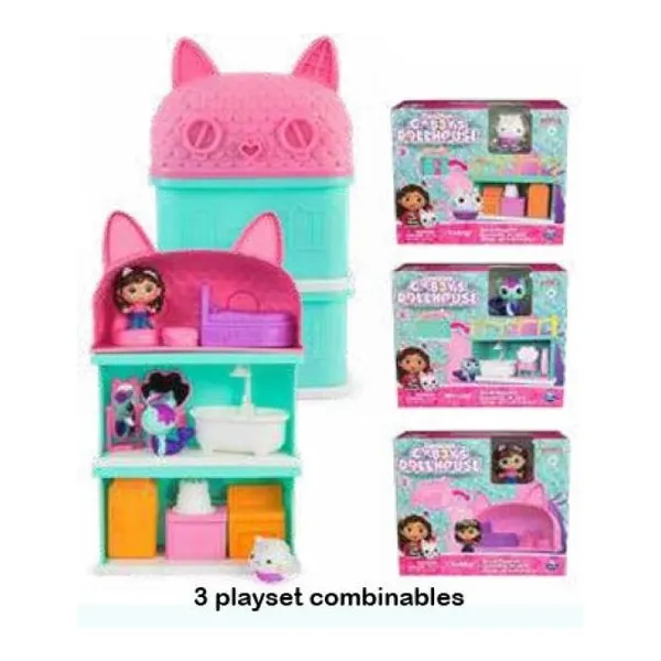 Gabby dollhouse - surtido de 3 mini playsets - coleccionalos y combinalos como q