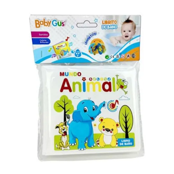 Librito didáctico para baño mundo animal baby gus 22 x17 x3 cm