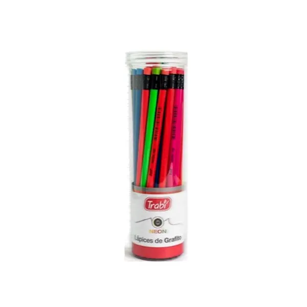 Lápices grafito trabi cuerpo fluo largos tubo x36 unid.