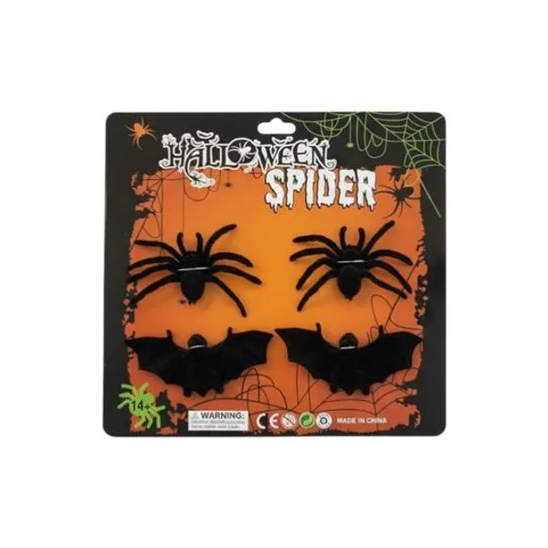 Arañas y murcielagos halloween 8 cm x4 en blister 22x22 cm