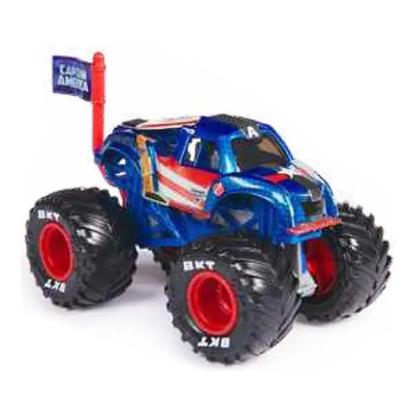 Monster jam - vehículo rueda libre escala die cast 1:64 surtido capitan América