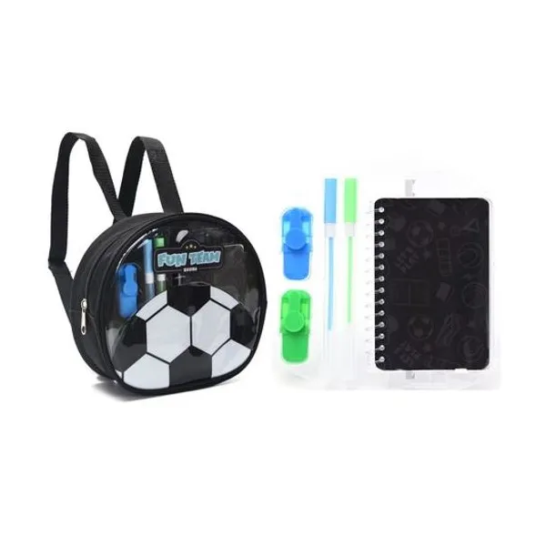 Mochila con set de útiles fútbol 21x8x19 cm Skora