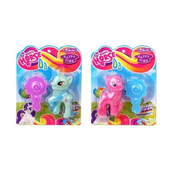 Pony con cepillo en blister 12.5x15 cm x unidad modelos surtidos