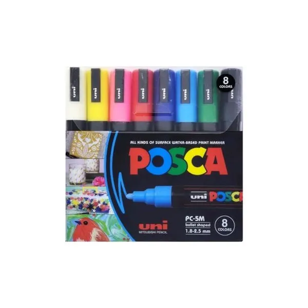 Marcadores Uni posca al agua para g.x 8 col.surt.