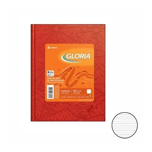 Cuaderno 16x21 rayado tapa dura rojo 42h Gloria