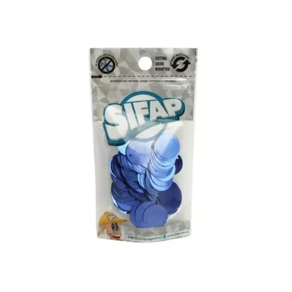 Lentejuelon Sifap 20 mmø doypack x20 grsazul metal