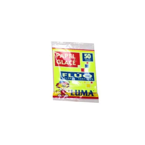 Papel glace fluo taco 50 unidades de 10x10 cm luma