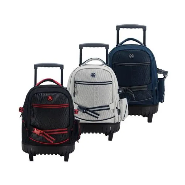 Mochila 17.5" con carro x unidad colores surtidos unicross