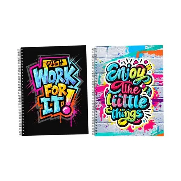 Cuaderno 16x21 cm rayado 100h tapa dura con espiral peace x1 modelos surtidos inkdrop
