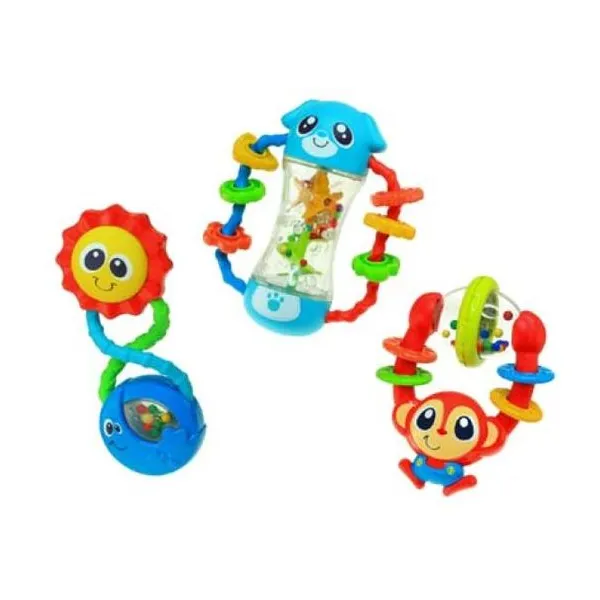 Happy kids rattle set sun + monkey + puppy