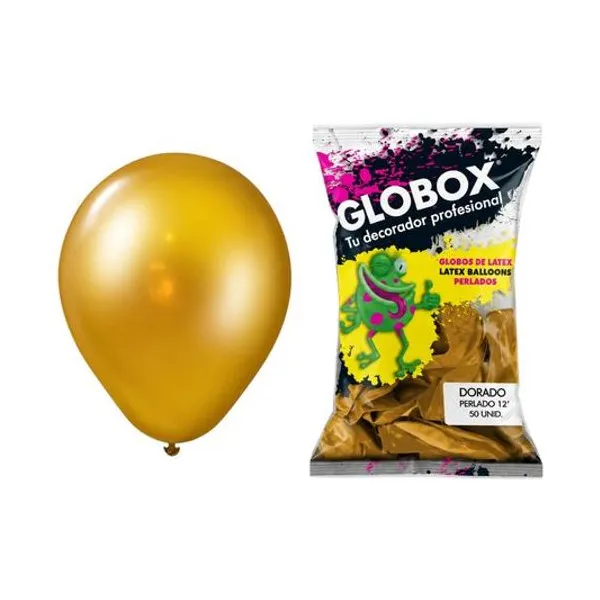 Globo 12" perlado dorado bolsa x50 globox