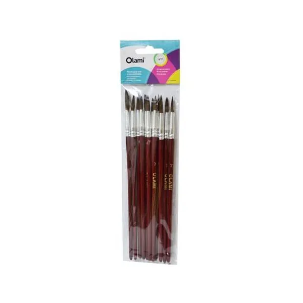 Pincel escolar n.° 7 redondo pony x12 unidades olami