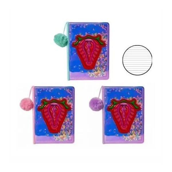 Cuaderno 20.3x14.8 cm rayado 70 hojas frutilla con gliter modelos surtidos