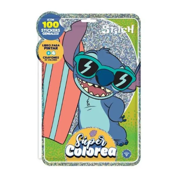 Flow pack super colorea n.° 5 Stitch libro+crayones+100 stickers