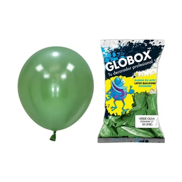 Globo 12" liso estandar verde oliva bolsa x50 globox