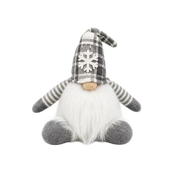 Papá noel de tela con traje gris a rayas 29 cm x1