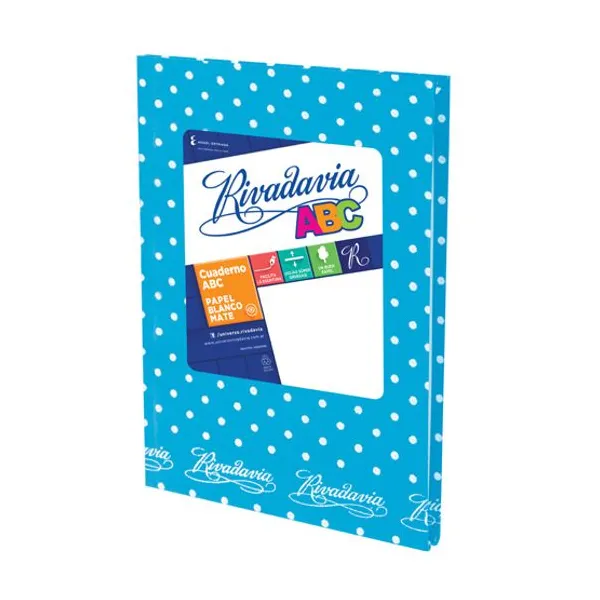 Cuaderno tapa dura Rivadavia abc forr.lunar 50 hs.ray.celeste