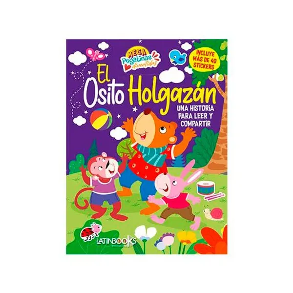 Libro de cuento mega pegatinas divertidas: el osito holgazan 21x28 cm