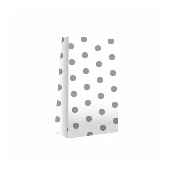 Bolsa cotillon lunares plata 12.5x7x24.5 cm x unidad