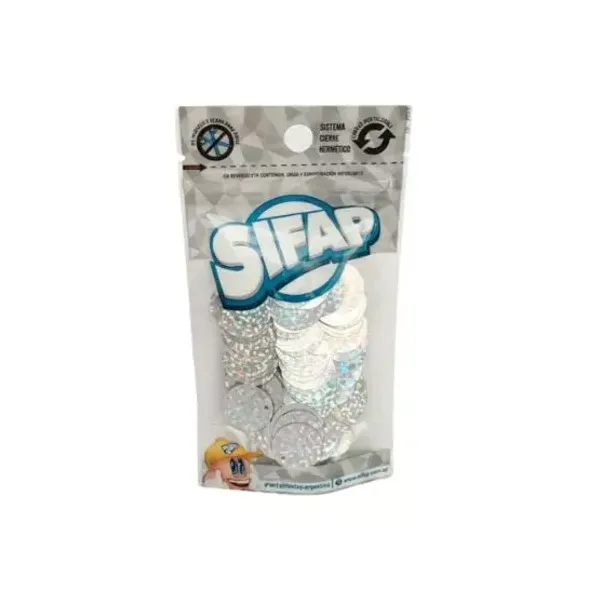 Lentejuelon Sifap 20 mmø doypack x20 grsmetal laser