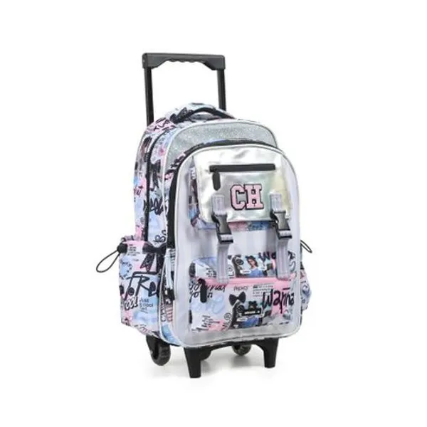 Mochila 18" con carro blockcore pink chimola