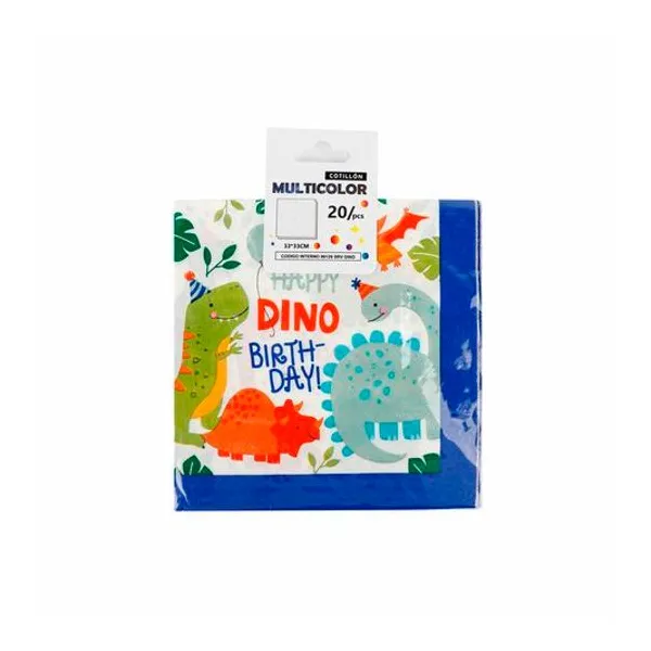 Servilletas dinosaurio 16.5x16.5 por 20 unidades en bolsa