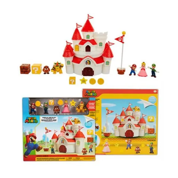 Playset castillo del reino champiñon. playset 42x38x9 cm con 5 personajes