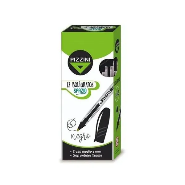 Bolígrafo grip anti/d negro 1 mm caja x12 Pizzini -