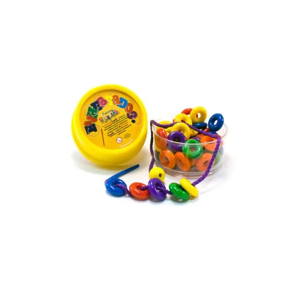 Enhebrado playstik de fichas circulares estuche x60 piezas