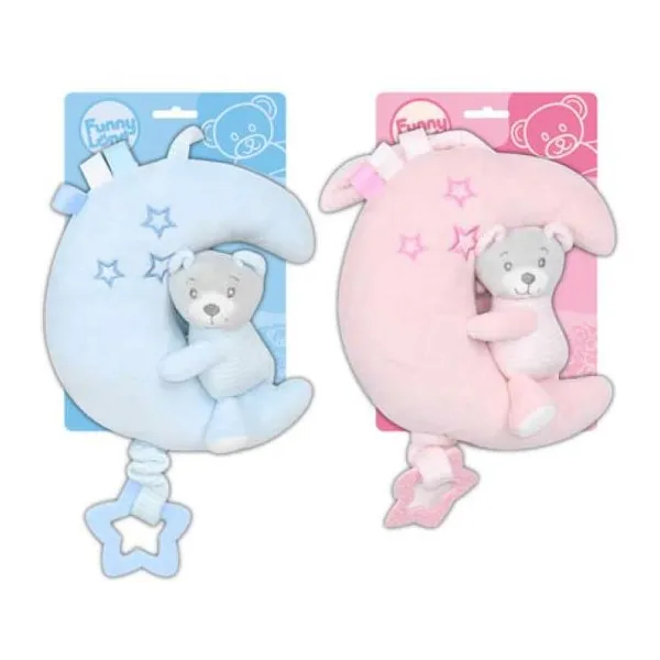 Cunero musical de plush oso rosa/celeste 32 cm 6/36