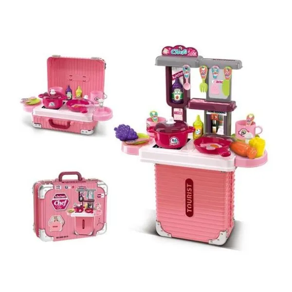Valija cocina con accesorios. dos modos de ensamblar y jugar