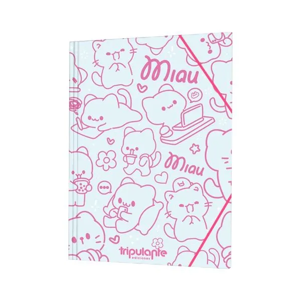 Carpeta 3 solapas con elásticas miau miau