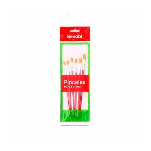 Pincel chato cerda sintetica n° varios blister x6 unidades - bnb