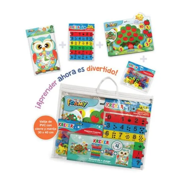Sumando juegos bolsa 30x40 cm de pvc cristal con cierre y manija