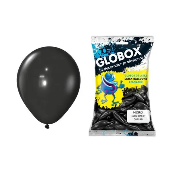 Globo 5" liso estandar negro bolsa x50 globox
