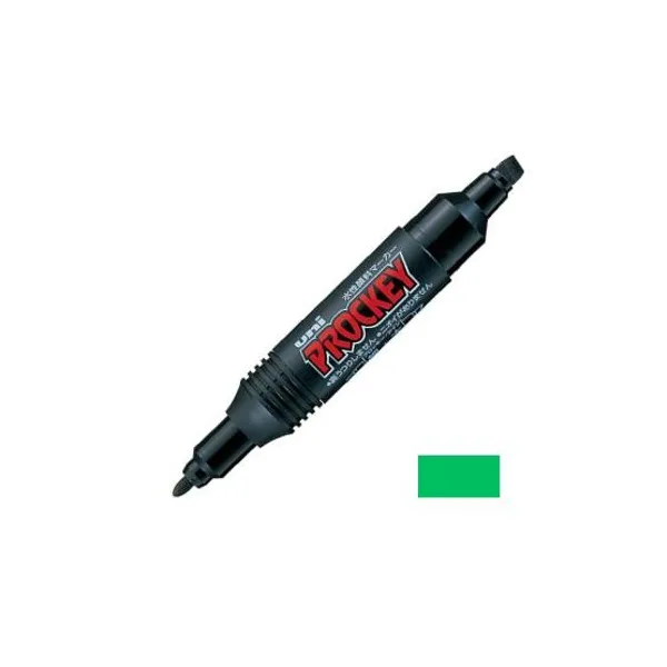 Of.marcador permanente doble punta Uni prockey pm 150 verde