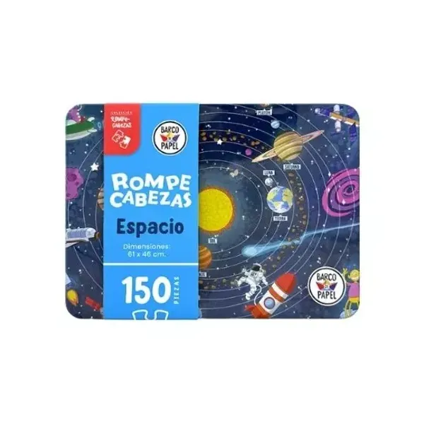 Puzzle barco de papel el espacio 150 piezas en lata