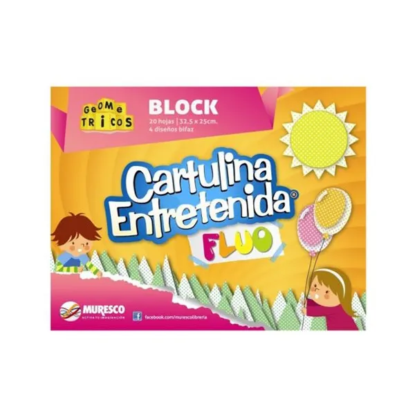 Block de dibujo Muresco cart.entretenida 20 hjs.geometrico fluo