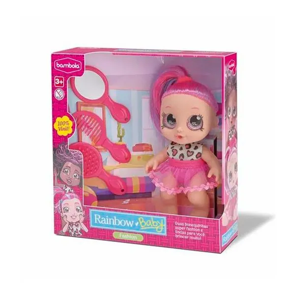 Muñeca rainbow fashion 21 cm con accesorios en caja 26x26x8 cm