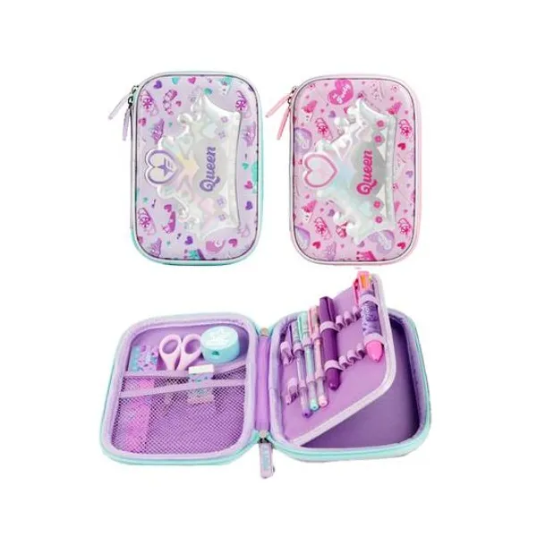 Cartuchera 1 piso desplegable queen con útiles 14x22 cm x1 colores surtidos footy